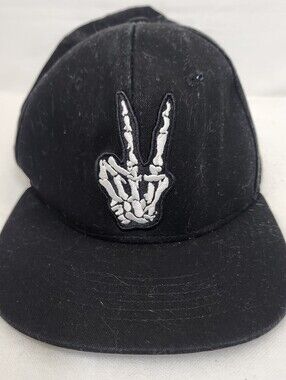 Black Eagle By Ace Cap Mens Peace Out Skeleton Hand Hat Adjustable OS